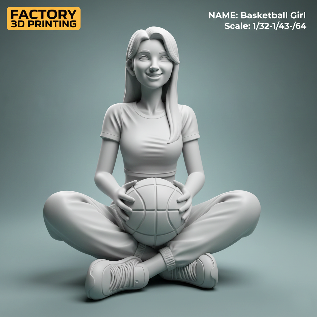 Cô gái ngồi ôm bóng rổ